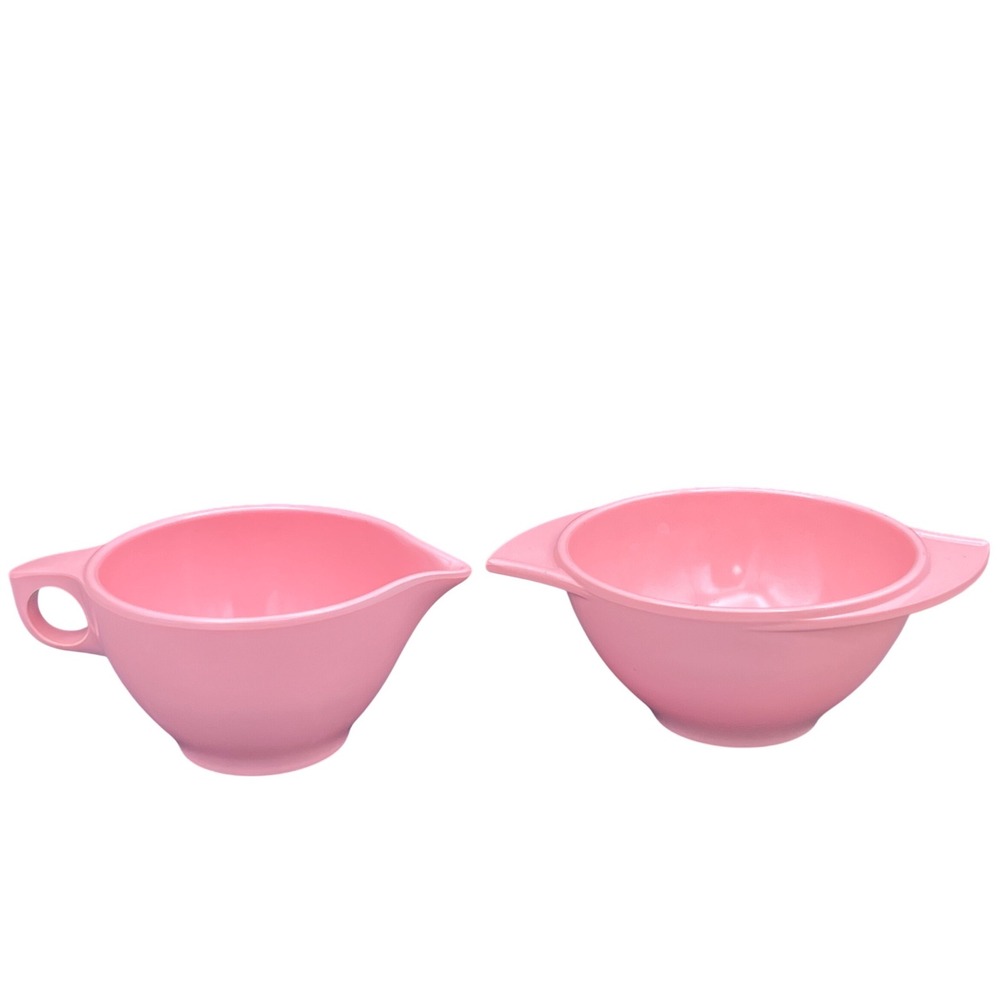 Vintage BOONTON WARE Melamine Pink Creamer‎ and Sugar Set 2 1/2'' H